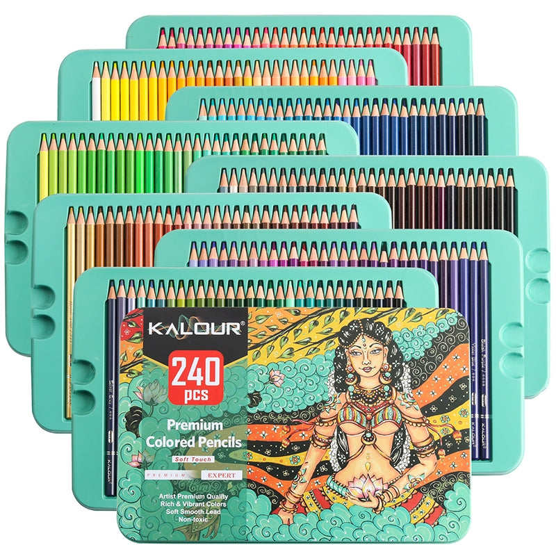 KALOUR Lápices de colores profesionales, juego de 240 colores, núcleo suave  para artistas con colores vibrantes, ideal para dibujar bocetos