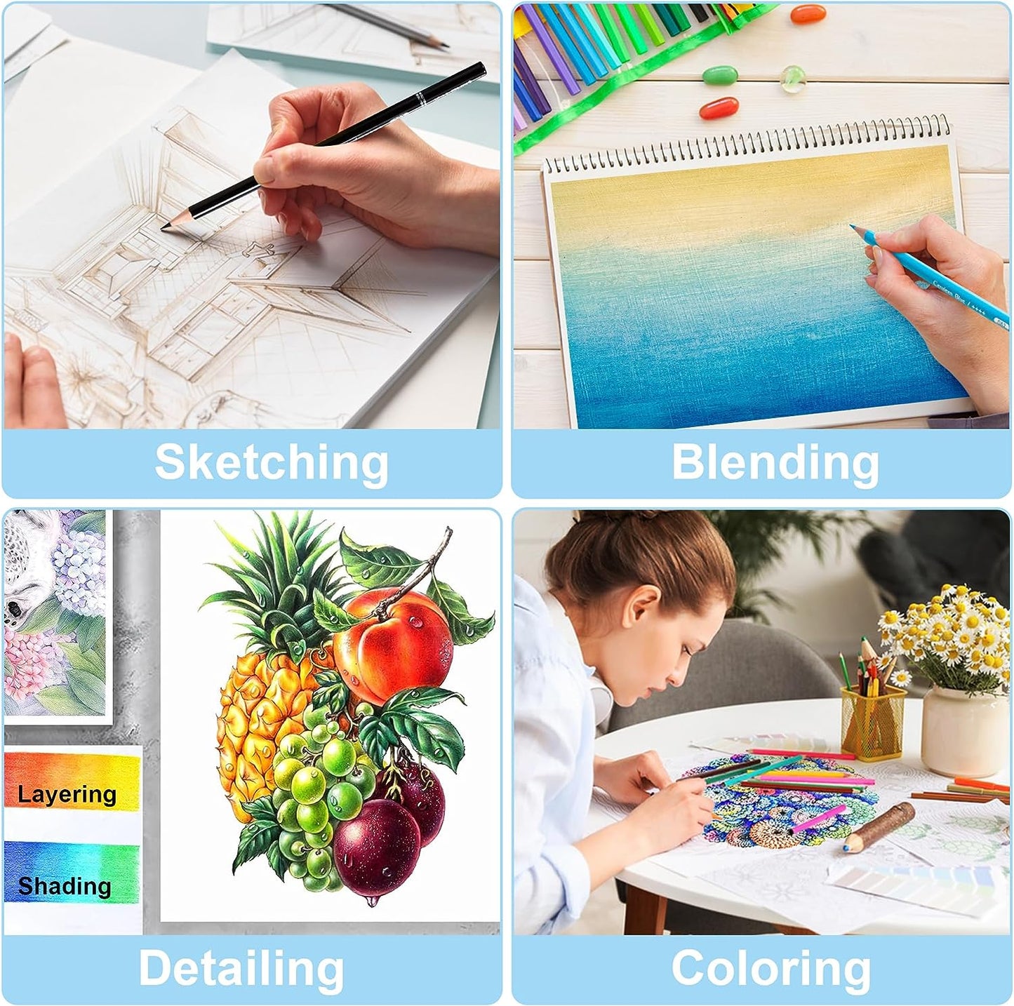 KALOUR Colored Pencils,Set of 520 Colors,Artists Soft Core with Vibrant Color