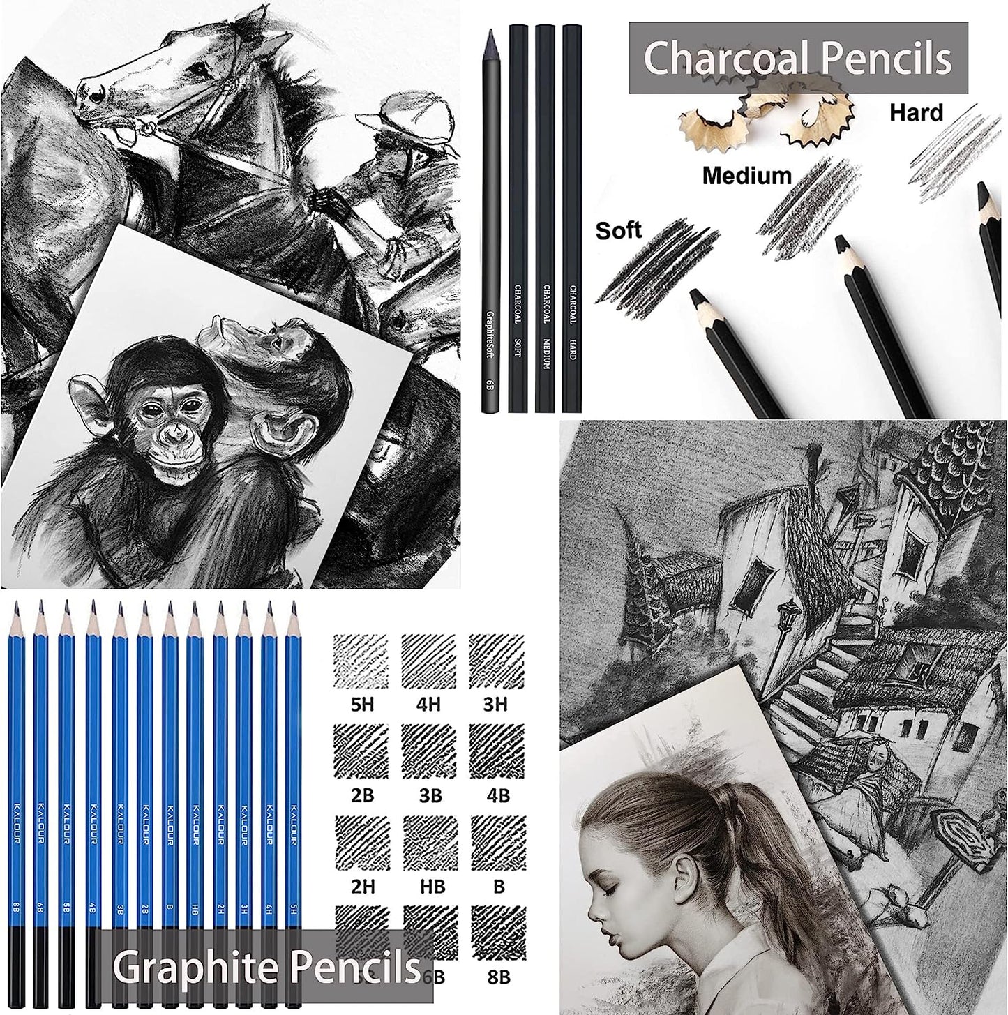 KALOUR Premium Drawing Pencil Set(96pcs),including 72 Colored Pencils