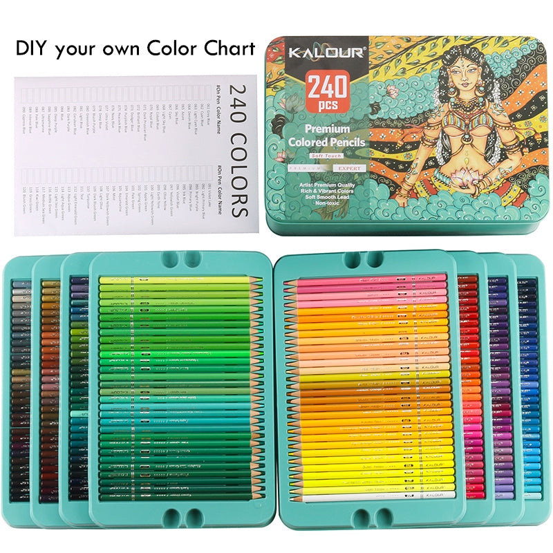 Kalour 240 crayons de couleur ensemble nuancier DIY / feuille  d'échantillons téléchargement numérique -  France
