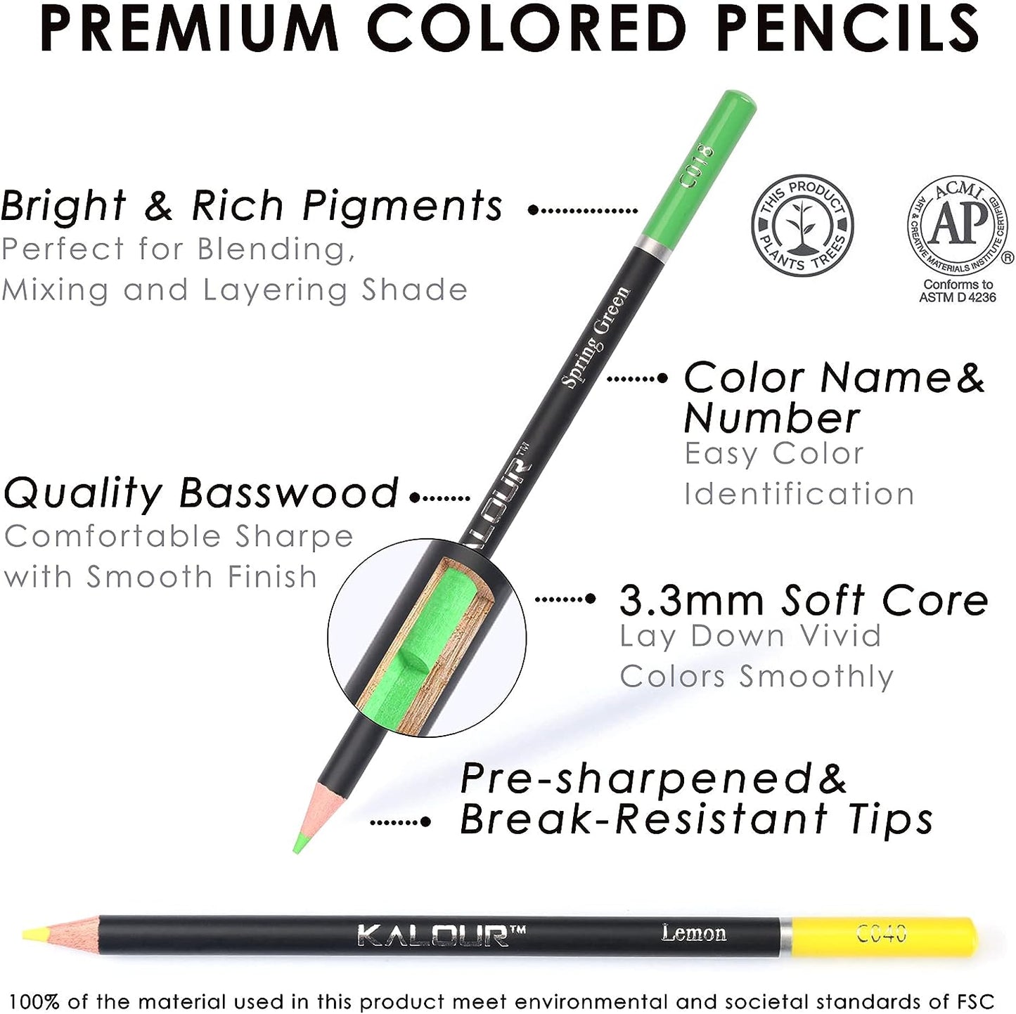 KALOUR 120 Premium Colored Pencils Set for Adult Coloring Books