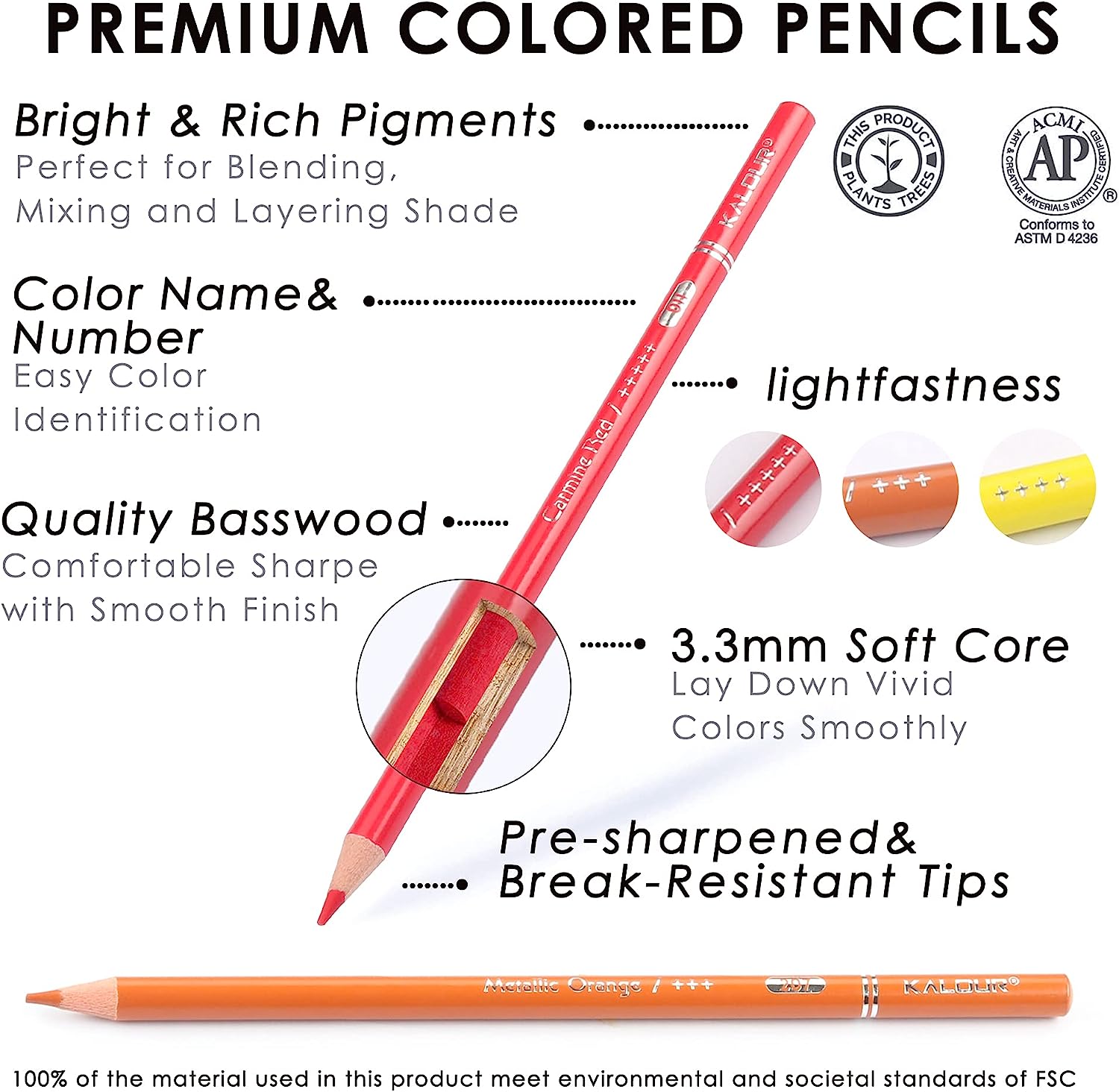 KALOUR 520 Colors Colored Pencils Set Artists Soft Core Vibrant