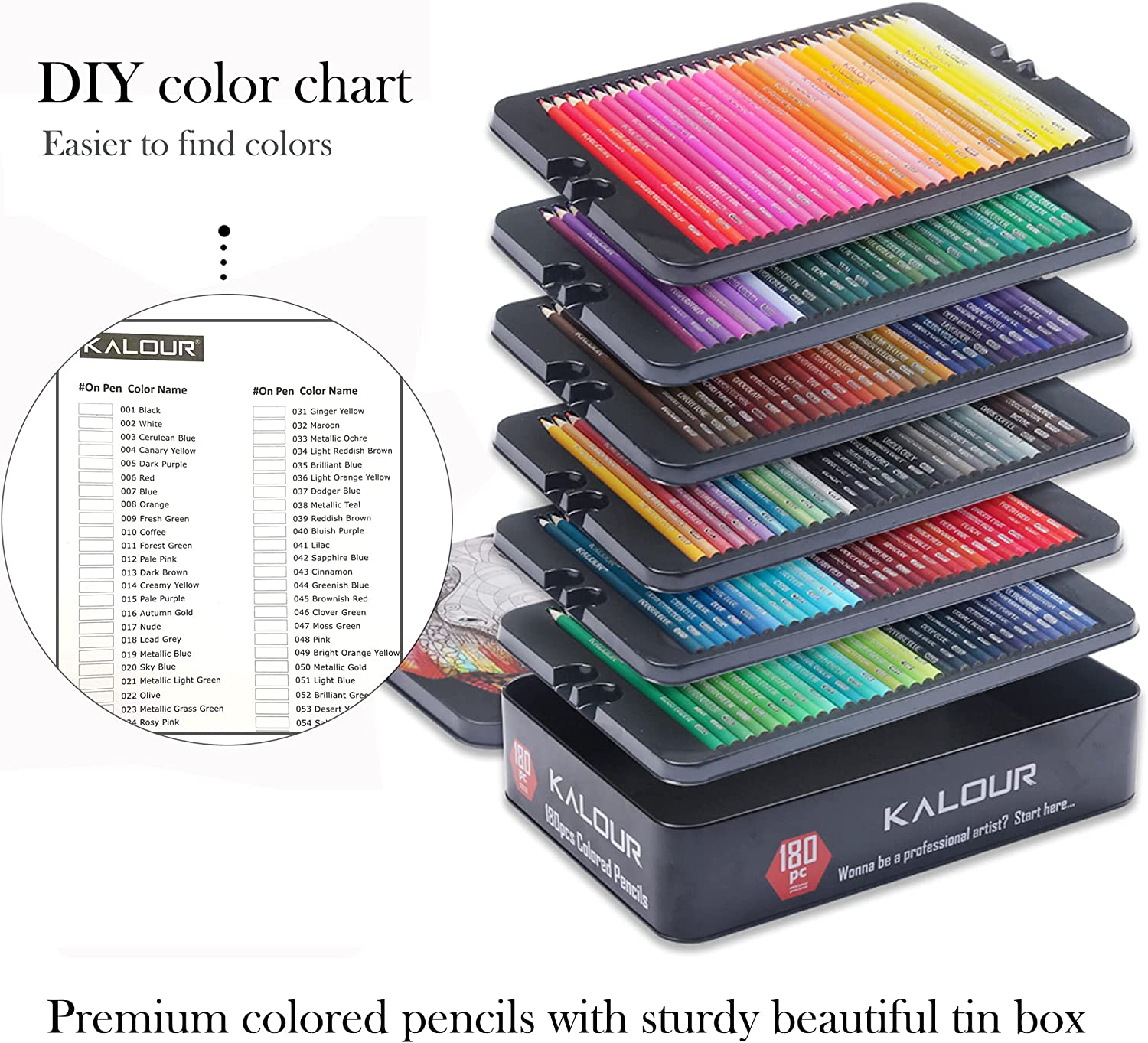 Kalour LARGE PRINT 300 Colored Pencil Set DIY Color Chart -  Hong Kong