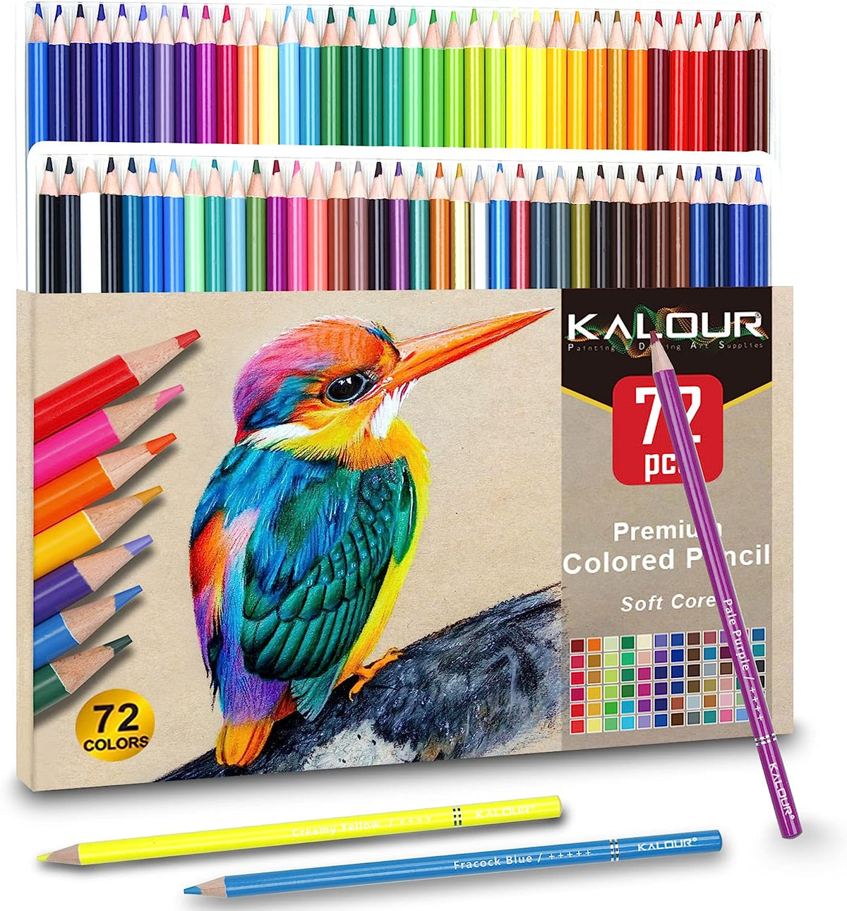 Kalour KALOUR 72 Count Colored Pencils for Adult Coloring Books, Soft Core