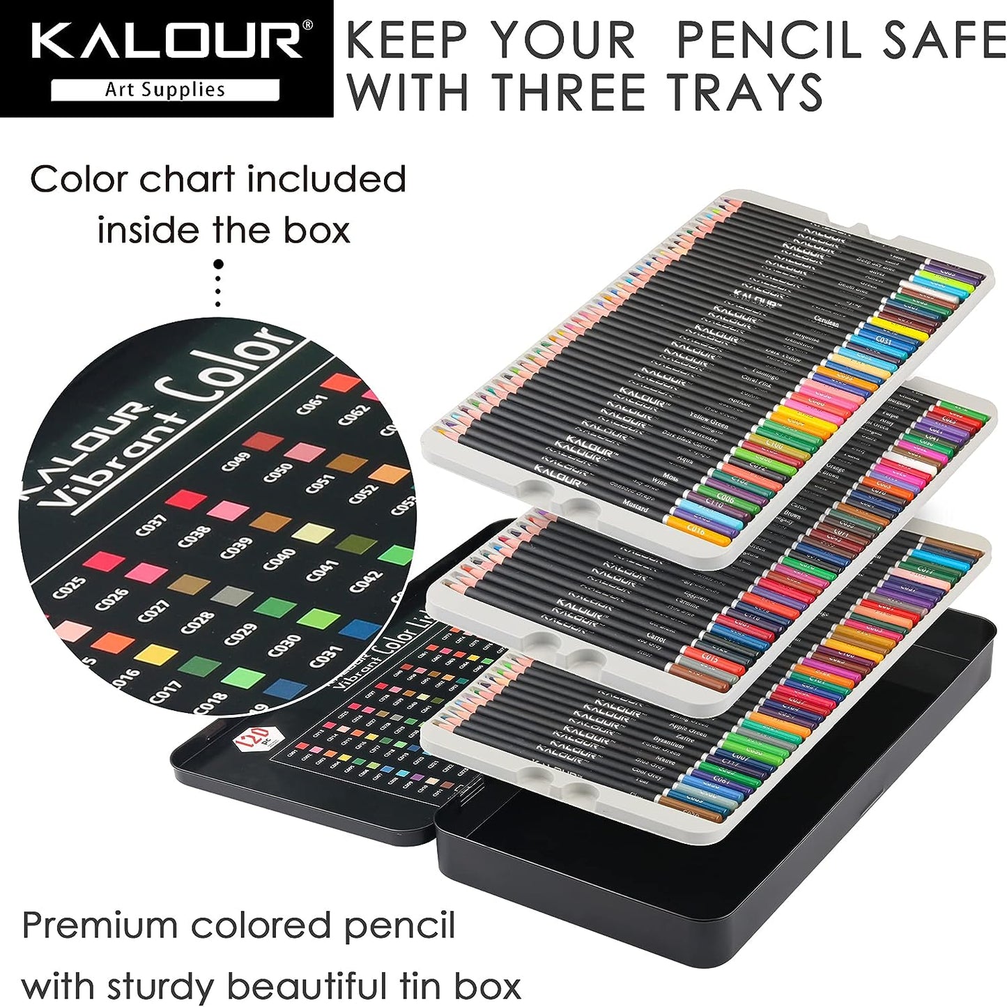 KALOUR 120 Premium Colored Pencils Set for Adult Coloring Books