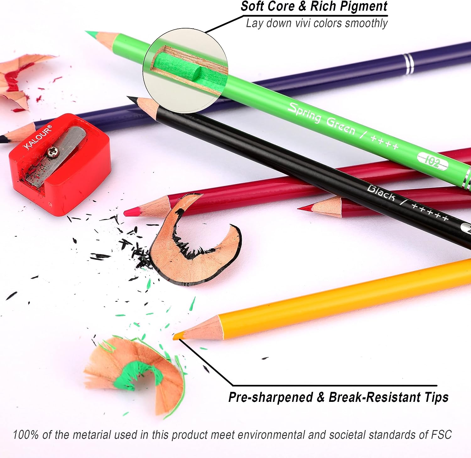 Kalour 520 Soft Touch Premium Colored Pencils DIY Color Swatch Book Style 1  