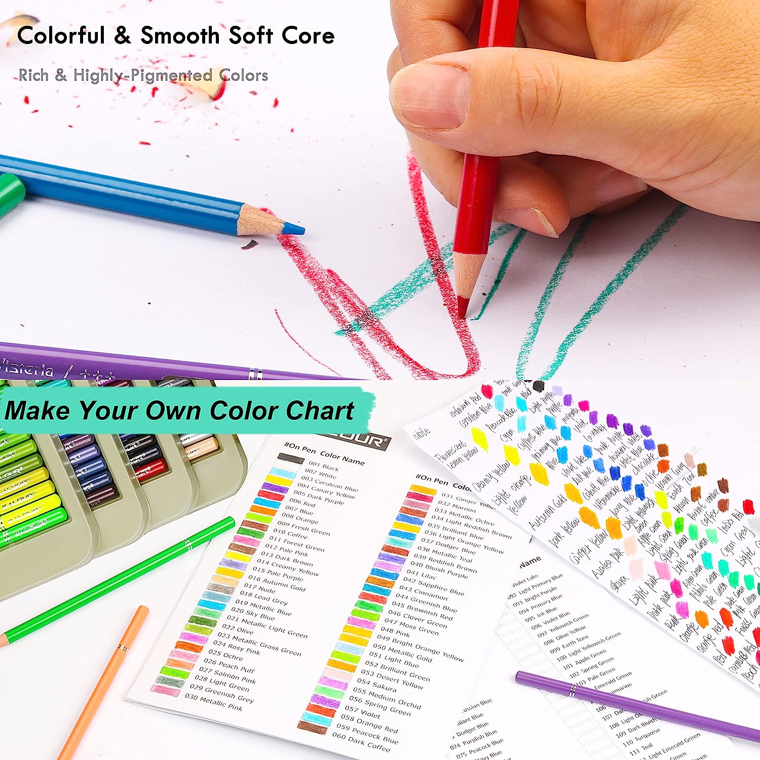 KALOUR300 Colors Colored Pencils Set Artists Soft Core Vibrant